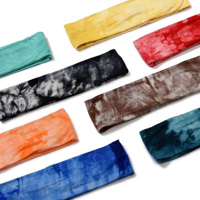 China New Fashion Sports Fitness Korean Style Women's Facial Sweat Absorption Band Dye Tied Stretch Hair Accessories Hair Circle for sale