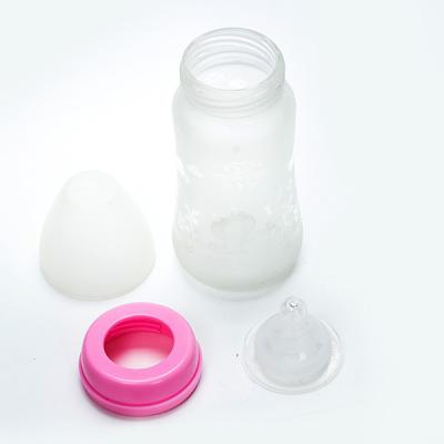 China BPA Free Wholesale Medium Flow Clear Glass Stylish Frosted Baby Bottle 240Ml for sale