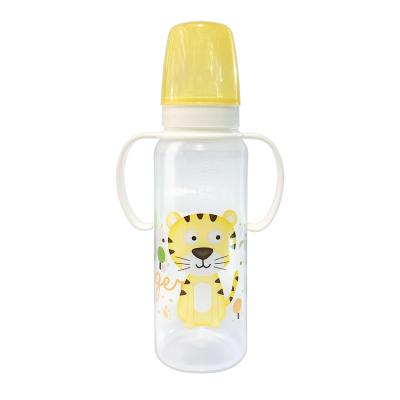 China BPA Free Custom Portable Logo 2 Standard Neck Milk Bottle Silicone Handled Feeding Nipples for sale