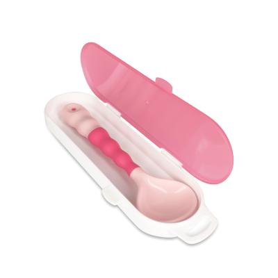 China BPA Free OEM Food Grade PP Products Silicone Foldable Flexible Fork Infant Training Feeding Baby New Soft Spoon Wot Box for sale