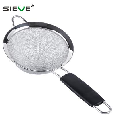 China Sustainable Good Quality Mesh Stainless Steel Strainers With Comfortable Non Slip Handles JS-A009 for sale