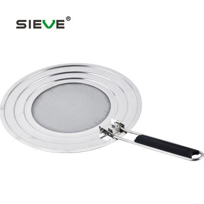 China Sustainable Stainless Steel Splatter Screen For Frying Pan With Fold Handle, Food Grade Splatter Guard JS-F016 for sale