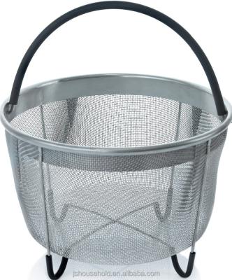 China Sustainable Stainless Steamer Basket Pot Steamer Basket with Silicone Handle, Amazon Hot Selling 6 Quart JS-B002F for sale