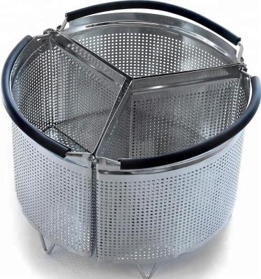 China Sustainable stainless steel triangel, 3 pcs divided basket 6 quart steamer basket JS-B002Q for sale