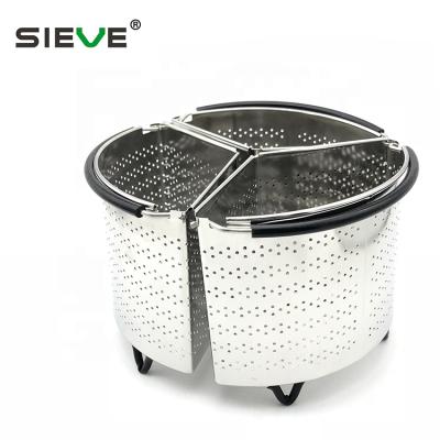 China Sustainable stainless steel triangel, 3 pcs divided basket 6 quart steamer basket JS-B002Q for sale