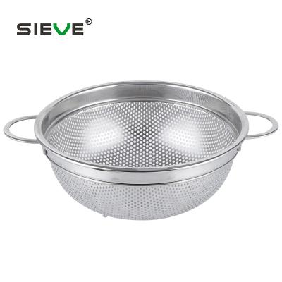 China Sustainable Stainless Steel Mesh Colander With Punching JS-C005A for sale