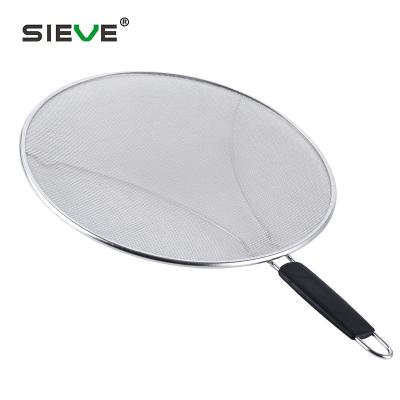 China Viable Hot Selling Amazon Stainless Steel Splatter Screen With TPR Handle JS-F023 for sale