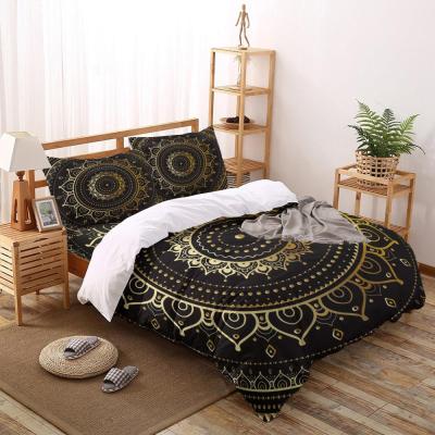 China Nondisposable Luxury Gold Obsidian Royal Bedding Set 4 Pieces Queen Size Covers Comforter Bedspread Set Black for sale