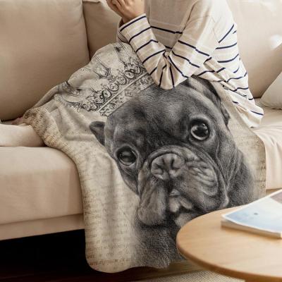 China Pet Waterproof Flannel Blanket French Bulldog Photo Print 3D Print Coral Blanket for sale