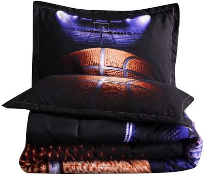 China Folded 3D Basketball Custom Printed Polyester Bedding Super Soft Comforter Sets For Teen Boys for sale