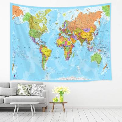 China Twill Wall Art Hanging Blanket World Map Tapestries for Bedroom Living Room Dorm School Classroom for sale