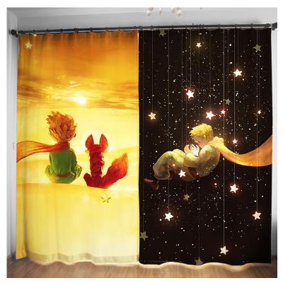 China Small Darkening Blackout Prince Fox Printed Room Grommet Window Curtain Panels for sale