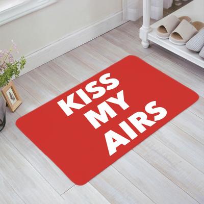 China Soft Anti-bacteria Indoor Bathroom Absorb Water Anti Slip Cover Polyester Kiss My Airs Mat for sale