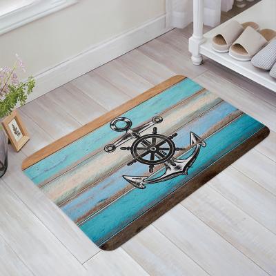 China Washable Lover Nautical Map Ocean Panel Ocean Bottom Anchor Door Floor Mat for sale