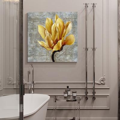 China Eco-friendly Hot Selling Golden Amazon Flower 3D Wall Art Digital Printing Painting On Canvas For Living Room Decor for sale