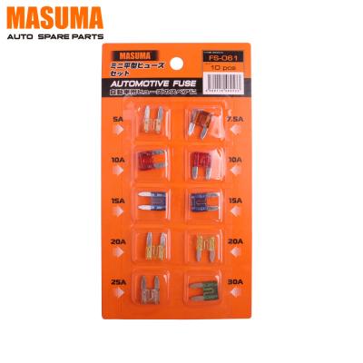 China 10 pcs Colorful Standard Blade Automotive Fuses for Car 50-30A MASUMA FS-061 17*9.5*1cm for sale