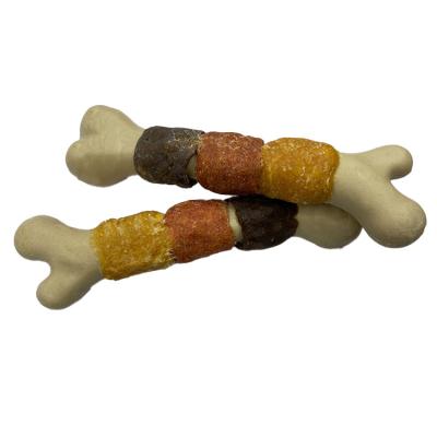 China Sustainable Pet Supplies OEM Dog Food Rawhide Calcium Bone Pet Treats Knotted Chew Bone For Dogs for sale