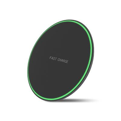 China QI15W Mobile Phone Charging 10W Slim Circular Wireless Desktop Mobile Phone Wireless Charger for Apple and Huawei for sale