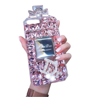 China Luxury Bling Diamond Rhinestone Perfume Bottle Phone Protector Cover Case for iphone 11 pro xs 8P max note 10 samsung s20 for sale