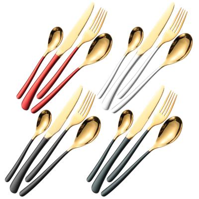 China Sustainable 2022 New Popularity Gold Flatware Royal Stainless Steel Cutlery Kitchen Knife Fork Set for sale