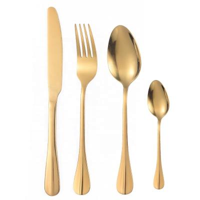 China Sustainable 4 Pcs Restaurant Stainless Steel Golden Color Hotel Cutlery Kits Dinnerware Cutlery Set for sale