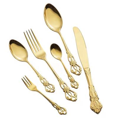 China Sustainable Baroque Vintage Factory Wholesale Stainless Steel 304(18/10) Cutlery Flatware Set With Engraved Handle for sale