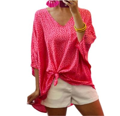 China New QUICK DRY women's valentine shirt women's valentine rose top oversized leopard print elegant women's shirt beautiful for sale