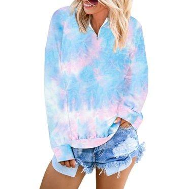 China Anti-wrinkle women casual tie-dye pullover base long sleeve hooded shirt long sleeve hooded shirt jacket drawstring drawstring top coat top coat with POC for sale