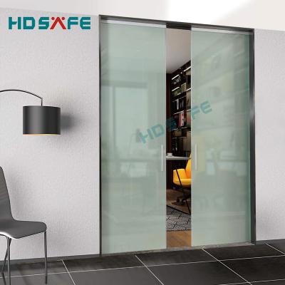 China Nickel> 8% sus 304 stainless or 316 frameless pocket soft closing timed glass sliding door system for sale