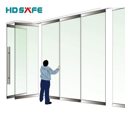 China 4000-6000mm * height (2000-3500mm) Comercial security double width with drawals glass partition door for sale