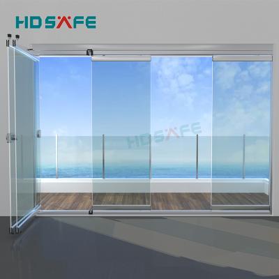 China HDSAFE Partition System Modern Glass Movable Sliding Folding Door For Outdoor Used Manufacture In Foshan for sale