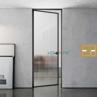 China Modern Design Sight Glass Swing Aluminum Casement Door Modern Design 8mm Glass Inside Framed Hinged Glass Swing Doors For Hotel Project Case for sale