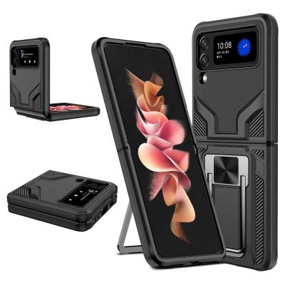 China Mobile Ring Shockproof Stand Protective Camera Cover Case for galaxy z flip magnetic kickstand 3 tpu pc phone case for samsung z flip 3 for sale