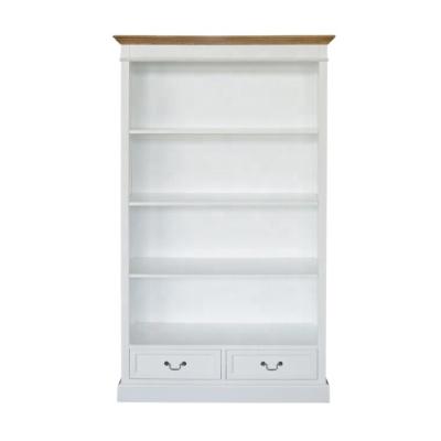 China Hamptons modern style open bookcase high end bookcase with 2 drawers in white. for sale