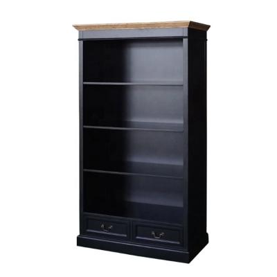 China Modern French Provincial style open bookcase high end bookshelf with 2 drawers in black. for sale