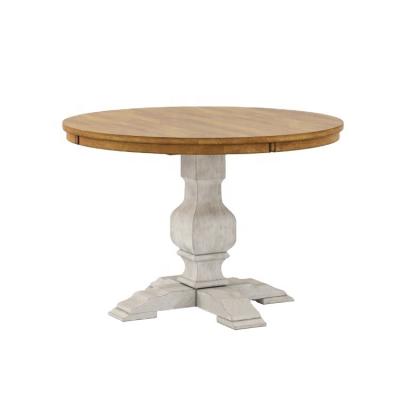 China Foldable French Country Furniture Solid Birch Wood Circle Around Nordic Dining Table for sale