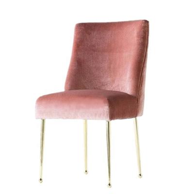 China Hot Selling Modern KD Structure Dining Room Metal Legs Velvet Dining Chair With Handle On The Back for sale