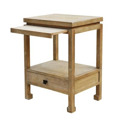 China Hot-selling Rustic Vintage Hotel Bedroom Nightstands OEM Room Furniture French Oak Solid Bedside Tables. for sale