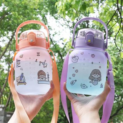 China Sustainable Wholesale custom logo Good Price of New Design Motivational Tritan Water Bottle 1100ml plastic water bottle for school kids for sale