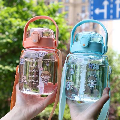 China Sustainable Wholesale custom logo Good Price of New Design Motivational Tritan Water Bottle 1100ml plastic water bottle for school kids for sale