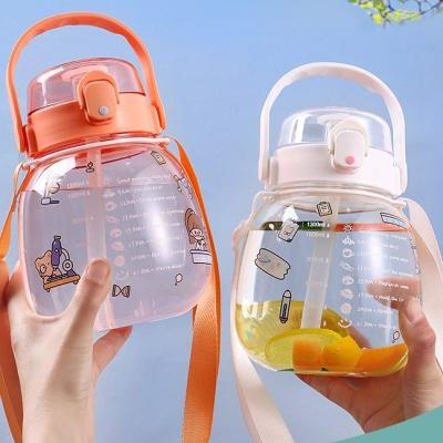 China Sustainable Wholesale Good Price of New Design Motivational Tritan Water Bottle 1300ml plastic water bottle for school kids for sale