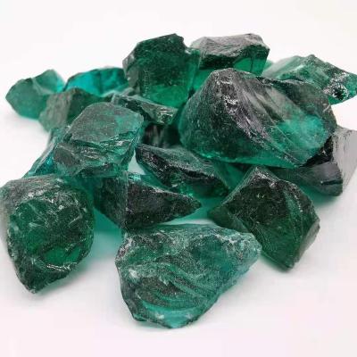 China Factory stocked direct supply crushed colored glass chip and glass rock for sale