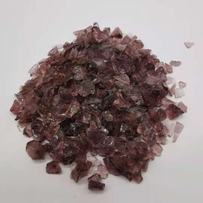 China Irregular Colorful Crushed Purple Color Terrazzo Farmhouse Glass Decoration Aggregate 3-6mm for sale