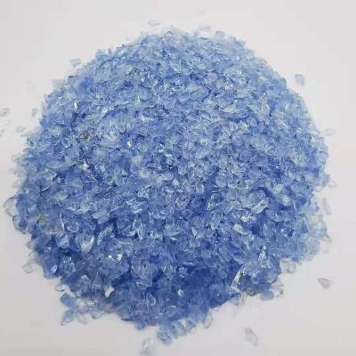 China Farmhouse Decoration Sky Blue Color Irregular Colored Crushed Glass Terrazzo Aggregate 1-3mm for sale