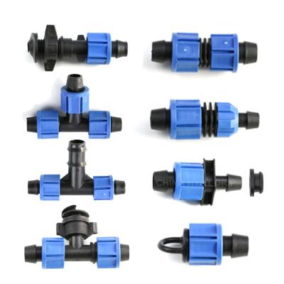 China Easily install 16mm Irrigation System and Drip Tape Pipe Drip Tape Locknut Fittings for sale