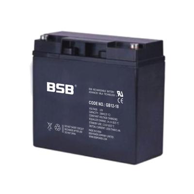 China GB12-18A long cycle life bsb maintenance free maintenance free lead acid battery less self-discharging for sale