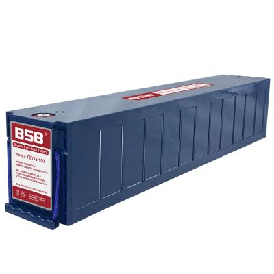 China Bsb Bipolar Power Battery 12V 100Ah High Reliability Fast Charging Structure TEV12-100 Plates Lead Acid Battery for sale