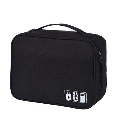 China Fashion Portable Makeup Bag 3 Layer Cosmetic Organizer Bag Case Data Cable Portable Bags Travel Large For Travel for sale