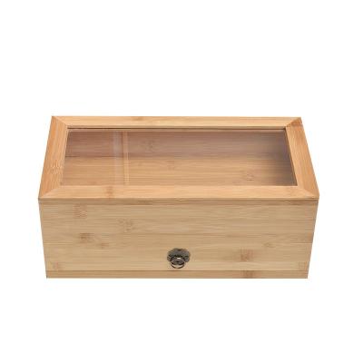 China Custom Europe Bamboo Storage Box With Acrylic Lid for sale