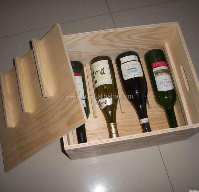 China China handmade supplier: raw wooden craft wine / beer box for 4 bottles for sale